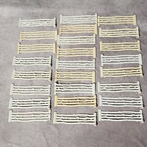 Vintage Marx Toys Plastic Fence Lot 24pc White Cream Farm Ranch Western Playset